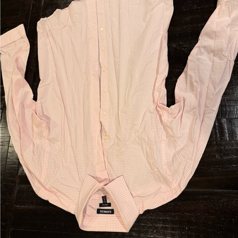 Express Light Pink and White Checkered Shirt